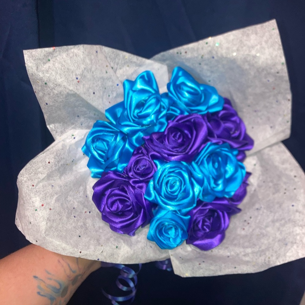 Any Color Ribbon Rose Bouquets (Handmade) - Picture 4 of 5